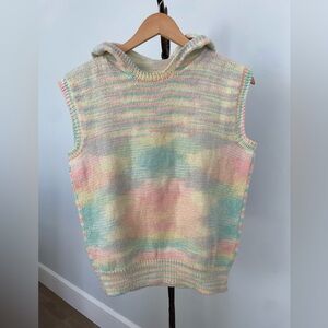 Handmade pastel knitted hoodie vest